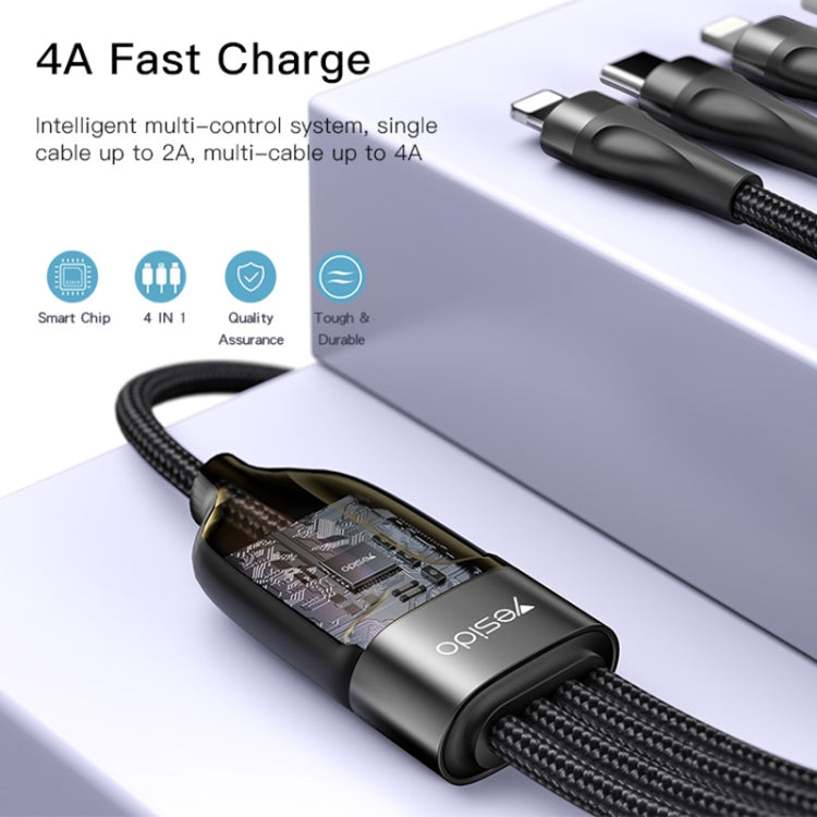 YESIDO CA111 1,2 m 4A da USB a doppio tipo C + doppio cavo di ricarica a 8 pin, CA111