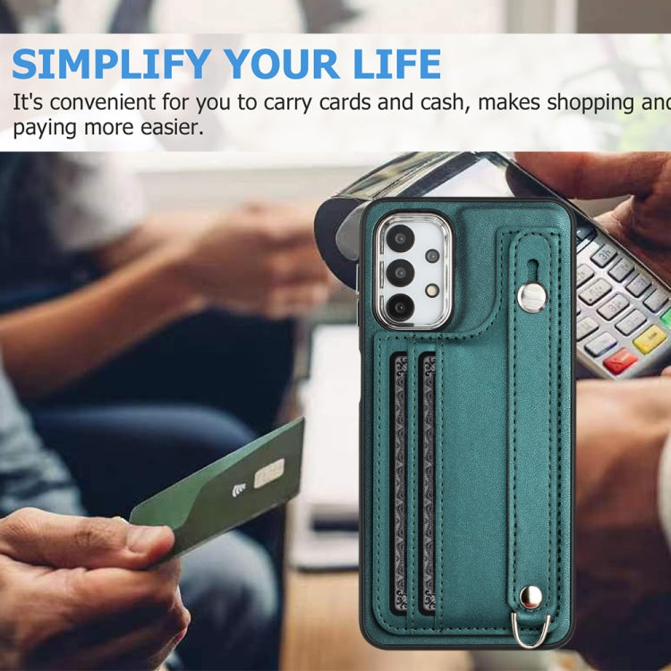 Custodia per telefono in pelle antiurto con cinturino da polso, For Samsung Galaxy A23 4G / F23 5G / M23 5G, For Samsung Galaxy A53 5G, For Samsung Galaxy A73 5G, For Samsung Galaxy A33 5G