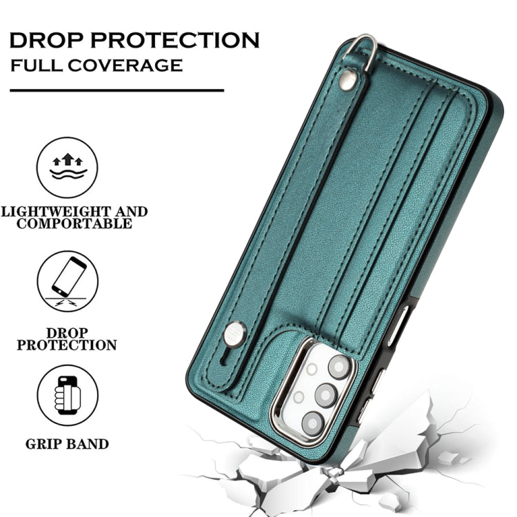 Custodia per telefono in pelle antiurto con cinturino da polso, For Samsung Galaxy A23 4G / F23 5G / M23 5G, For Samsung Galaxy A53 5G, For Samsung Galaxy A73 5G, For Samsung Galaxy A33 5G
