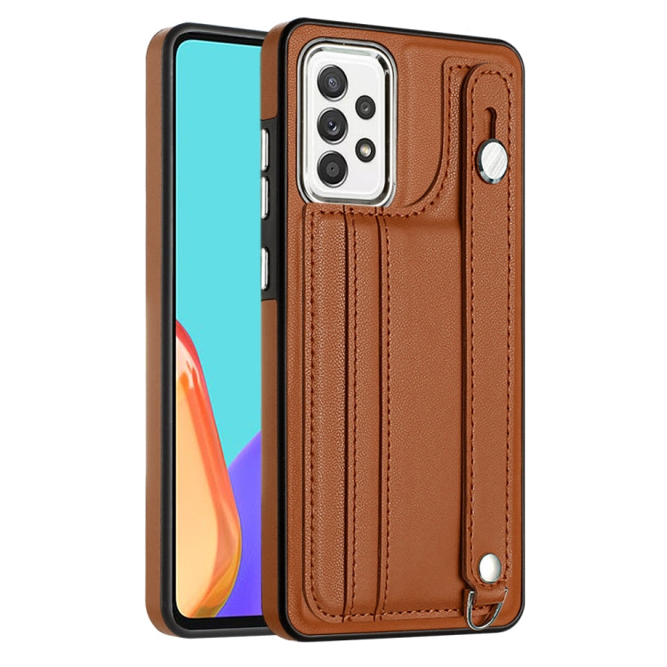 Custodia per telefono in pelle antiurto con cinturino da polso, For Samsung Galaxy A23 4G / F23 5G / M23 5G, For Samsung Galaxy A53 5G, For Samsung Galaxy A73 5G, For Samsung Galaxy A33 5G