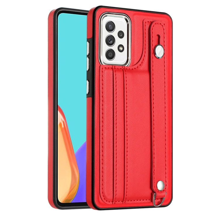 Custodia per telefono in pelle antiurto con cinturino da polso, For Samsung Galaxy A23 4G / F23 5G / M23 5G, For Samsung Galaxy A53 5G, For Samsung Galaxy A73 5G, For Samsung Galaxy A33 5G