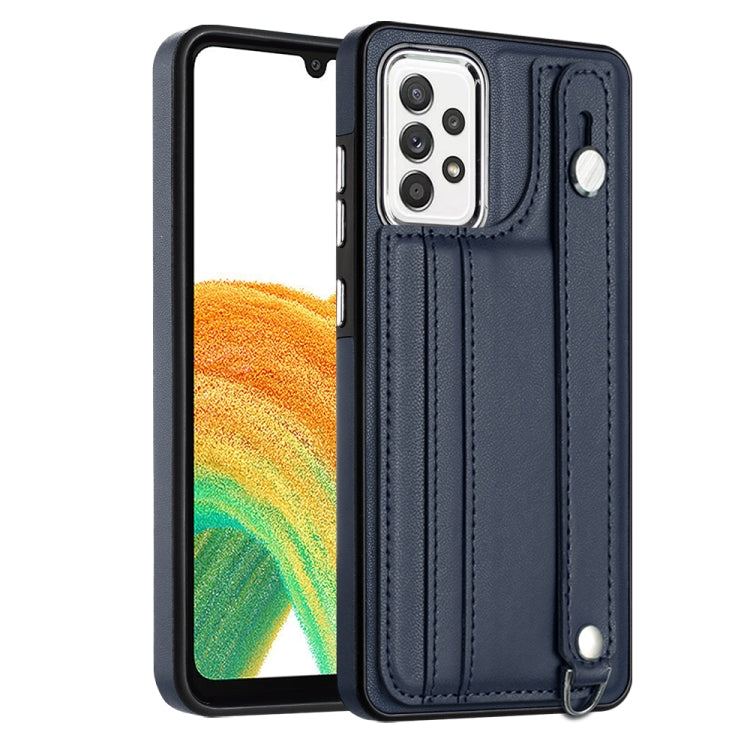 Custodia per telefono in pelle antiurto con cinturino da polso, For Samsung Galaxy A23 4G / F23 5G / M23 5G, For Samsung Galaxy A53 5G, For Samsung Galaxy A73 5G, For Samsung Galaxy A33 5G