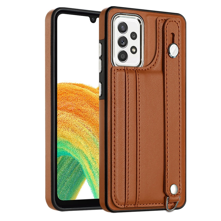 Custodia per telefono in pelle antiurto con cinturino da polso, For Samsung Galaxy A23 4G / F23 5G / M23 5G, For Samsung Galaxy A53 5G, For Samsung Galaxy A73 5G, For Samsung Galaxy A33 5G