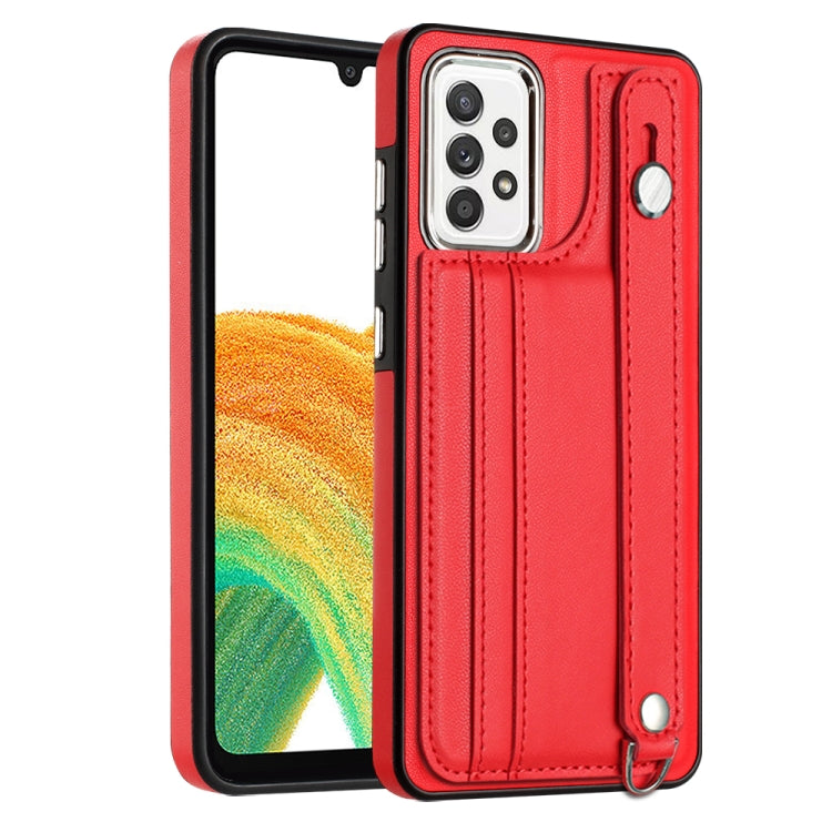 Custodia per telefono in pelle antiurto con cinturino da polso, For Samsung Galaxy A23 4G / F23 5G / M23 5G, For Samsung Galaxy A53 5G, For Samsung Galaxy A73 5G, For Samsung Galaxy A33 5G