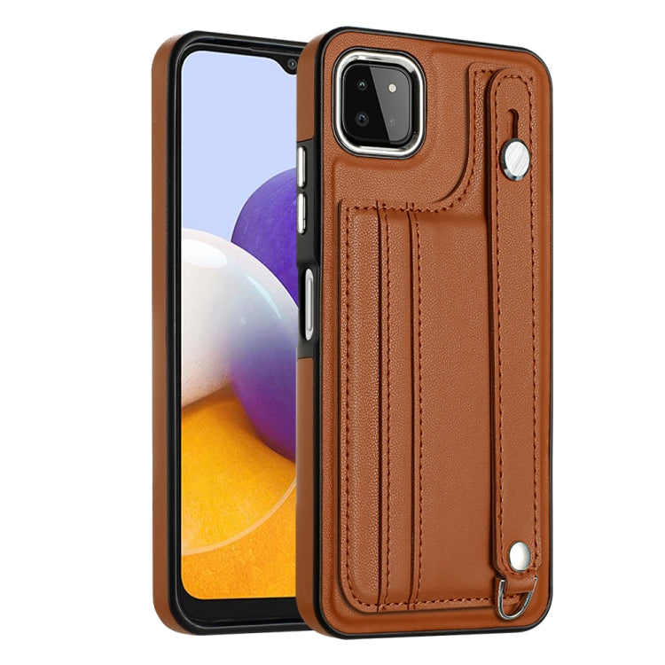 Custodia per telefono in pelle antiurto con cinturino da polso, For Samsung Galaxy A22 5G, For Samsung Galaxy S21 FE 5G, For Samsung Galaxy A32 4G, For Samsung Galaxy A72 4G / A72 5G