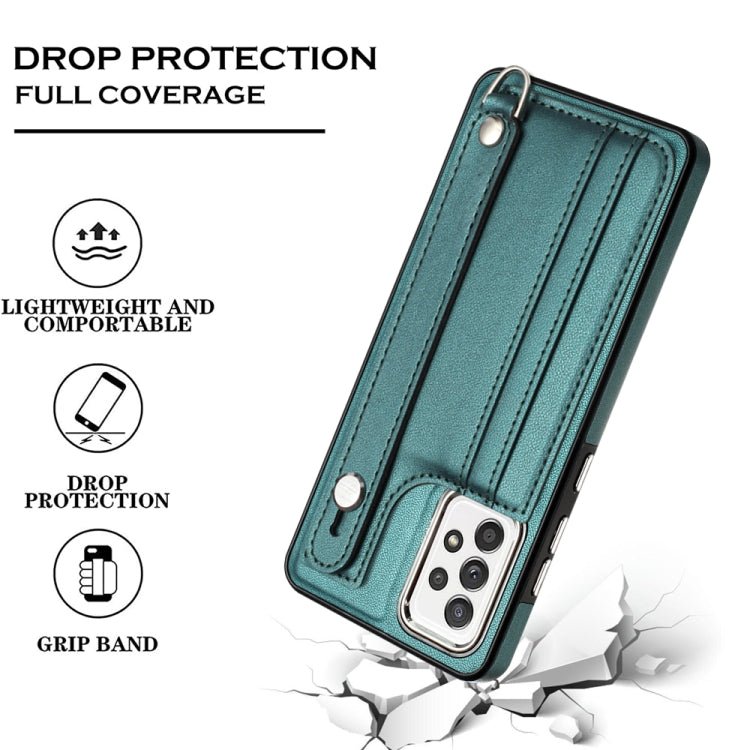 Custodia per telefono in pelle antiurto con cinturino da polso, For Samsung Galaxy A52 4G / A52 5G, For Samsung Galaxy A12 4G / M12, For Samsung Galaxy A32 5G