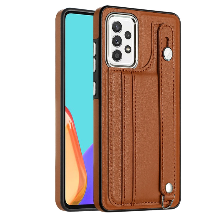 Custodia per telefono in pelle antiurto con cinturino da polso, For Samsung Galaxy A52 4G / A52 5G, For Samsung Galaxy A12 4G / M12, For Samsung Galaxy A32 5G
