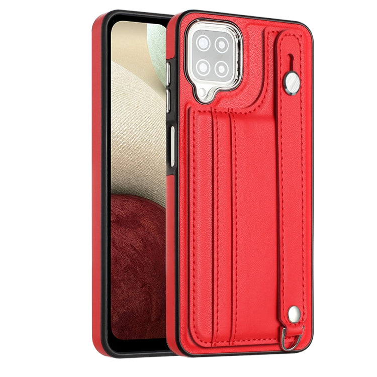 Custodia per telefono in pelle antiurto con cinturino da polso, For Samsung Galaxy A52 4G / A52 5G, For Samsung Galaxy A12 4G / M12, For Samsung Galaxy A32 5G