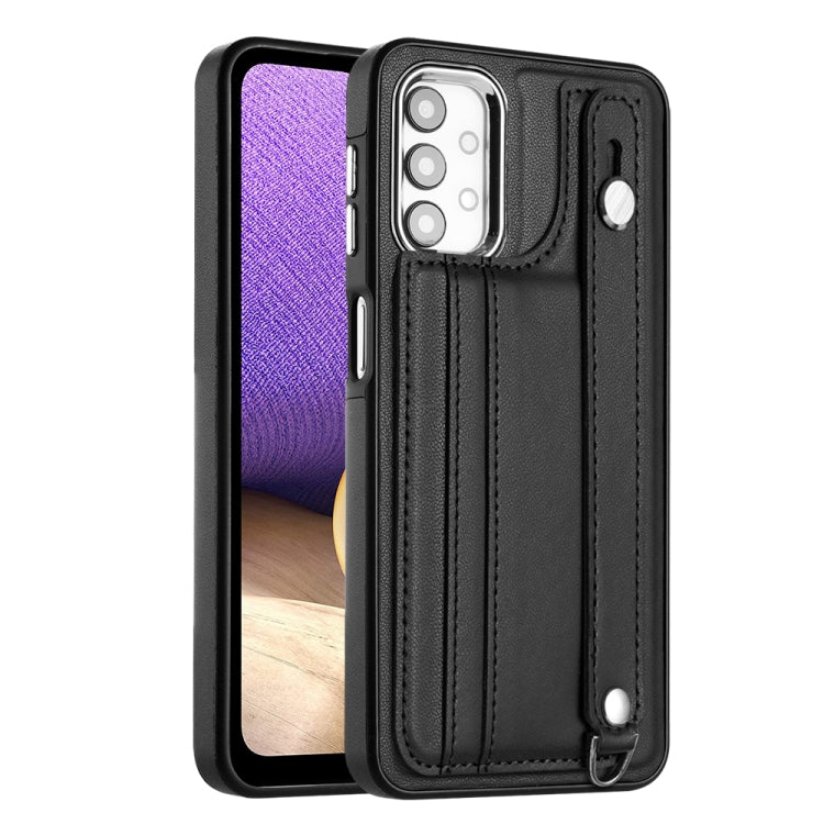 Custodia per telefono in pelle antiurto con cinturino da polso, For Samsung Galaxy A52 4G / A52 5G, For Samsung Galaxy A12 4G / M12, For Samsung Galaxy A32 5G
