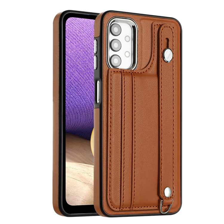Custodia per telefono in pelle antiurto con cinturino da polso, For Samsung Galaxy A52 4G / A52 5G, For Samsung Galaxy A12 4G / M12, For Samsung Galaxy A32 5G