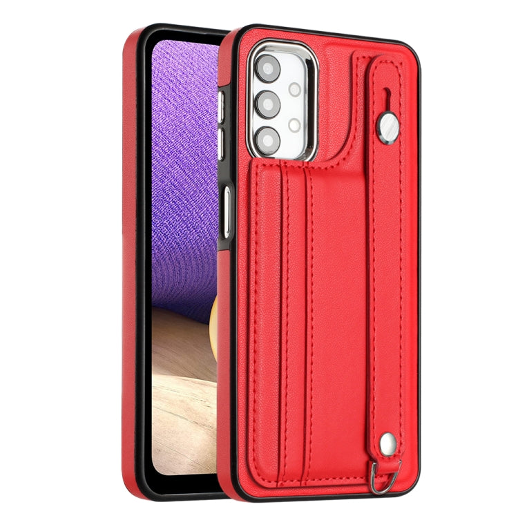 Custodia per telefono in pelle antiurto con cinturino da polso, For Samsung Galaxy A52 4G / A52 5G, For Samsung Galaxy A12 4G / M12, For Samsung Galaxy A32 5G