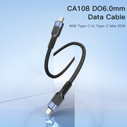 YESIDO CA108 Cavo dati di ricarica da 1,2 m 60 W USB-C / da tipo C a tipo C OD0.6, CA108