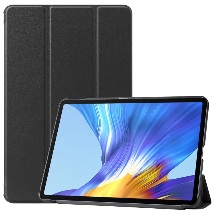 Per Huawei MatePad 10.4 Custer Custodia in pelle a vibrazione orizzontale per tablet in puro colore con supporto a tre pieghe e funzione Sleep / Wake-up, For Huawei MatePad 10.4