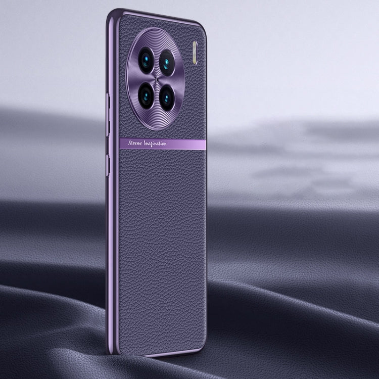 Custodia per telefono in vera pelle con texture Litchi, For vivo S16 / S16 Pro, For vivo S17 Pro, For vivo S17, For vivo X90 Pro, For vivo X90, For vivo X90 Pro+