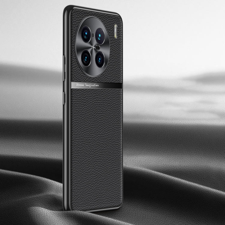 Custodia per telefono in vera pelle con texture Litchi, For vivo S16 / S16 Pro, For vivo S17 Pro, For vivo S17, For vivo X90 Pro, For vivo X90, For vivo X90 Pro+