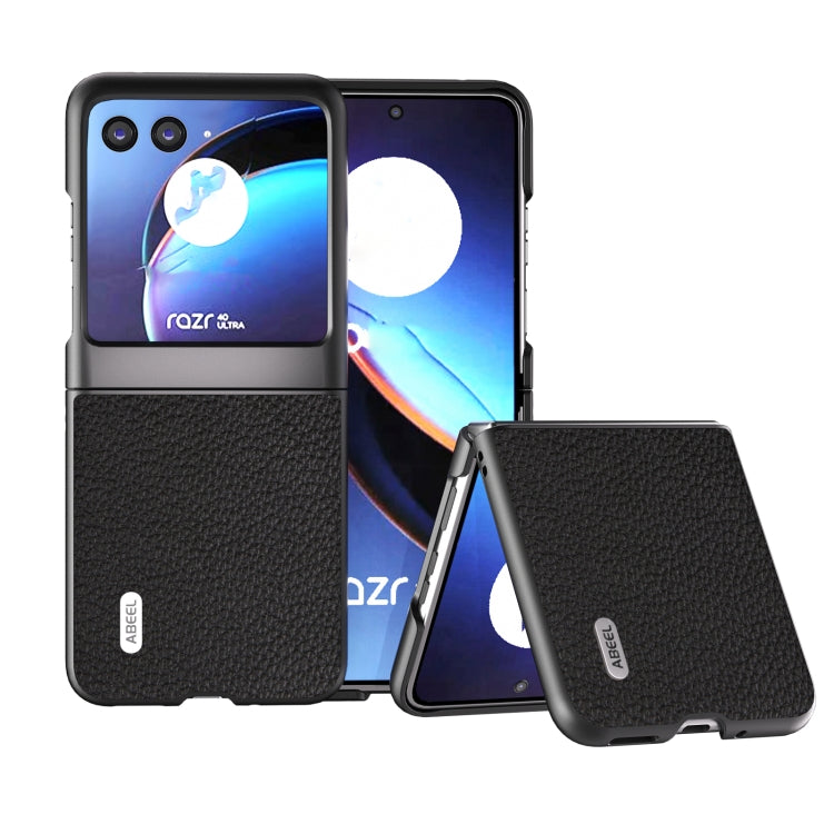 ABEEL Custodia per cellulare in vera pelle Litchi Texture, For Motorola Razr 60 Ultra, For Motorola Razr 40, For Motorola Razr 40 Ultra