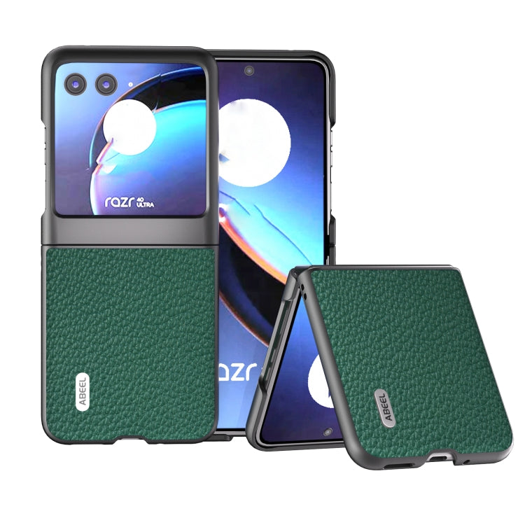 ABEEL Custodia per cellulare in vera pelle Litchi Texture, For Motorola Razr 60 Ultra, For Motorola Razr 40, For Motorola Razr 40 Ultra