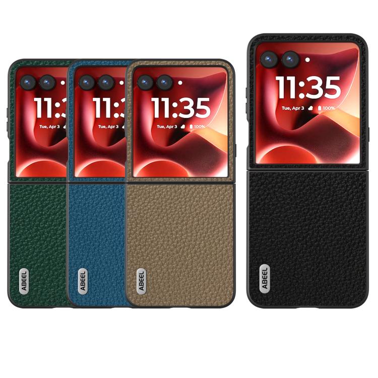 ABEEL Custodia per cellulare in vera pelle Litchi Texture, For Motorola Razr 60 Ultra, For Motorola Razr 40, For Motorola Razr 40 Ultra
