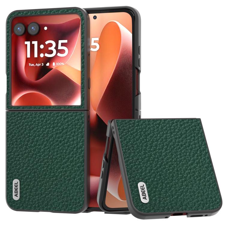 ABEEL Custodia per cellulare in vera pelle Litchi Texture, For Motorola Razr 60 Ultra, For Motorola Razr 40, For Motorola Razr 40 Ultra