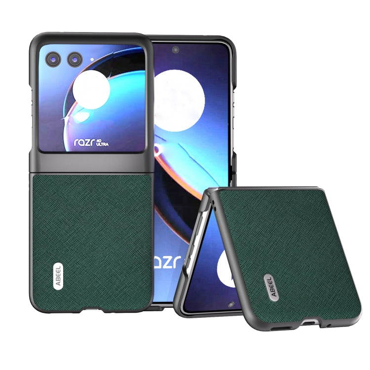 ABEEL Custodia per telefono in vera pelle con trama incrociata, For Motorola Razr 60 Ultra/Razr 70 Ultra, For Motorola Razr 40, For Motorola Razr 40 Ultra