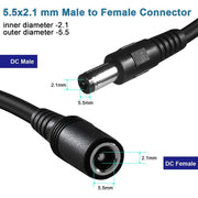 Cavo di prolunga per alimentazione CC da femmina a maschio da 5,5 x 2,1 mm, 1m, 1.5m, 3m, 5m, 10m