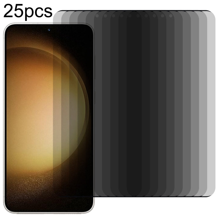 Pellicola in vetro temperato per privacy con bordo curvo 3D ultrasottile da 25 pezzi, supporto per sblocco, For Samsung Galaxy S23 Ultra 5G, For Samsung Galaxy S23+ 5G, For Samsung Galaxy S23 5G