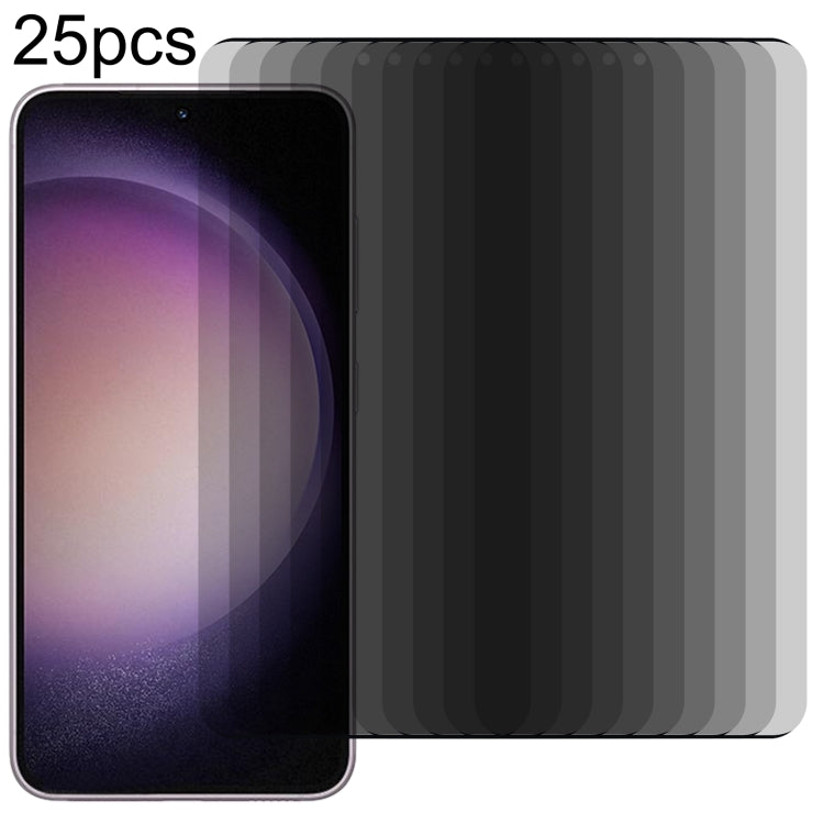 Pellicola in vetro temperato per privacy con bordo curvo 3D ultrasottile da 25 pezzi, supporto per sblocco, For Samsung Galaxy S23 Ultra 5G, For Samsung Galaxy S23+ 5G, For Samsung Galaxy S23 5G