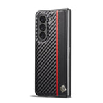 LC.IMEEKE Custodia per telefono in pelle con vibrazione orizzontale PU + TPU in fibra di carbonio, For Samsung Galaxy Z Fold5, For Samsung Galaxy Z Flip5