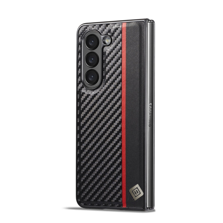 LC.IMEEKE Custodia per telefono in pelle con vibrazione orizzontale PU + TPU in fibra di carbonio, For Samsung Galaxy Z Fold5, For Samsung Galaxy Z Flip5