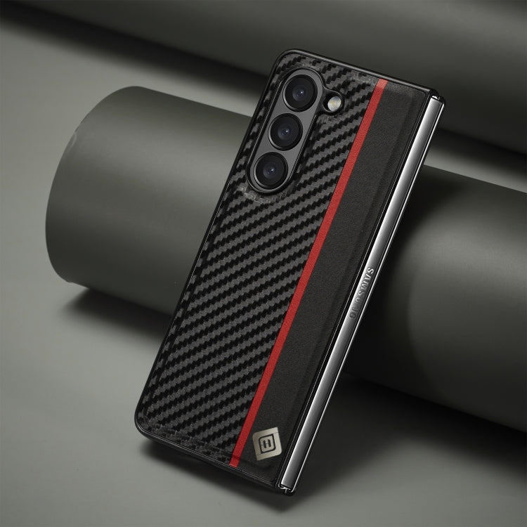 LC.IMEEKE Custodia per telefono in pelle con vibrazione orizzontale PU + TPU in fibra di carbonio, For Samsung Galaxy Z Fold5, For Samsung Galaxy Z Flip5