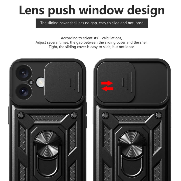 Cover per fotocamera scorrevole Design Custodia per telefono in TPU + PC, For iPhone 16 Plus, For iPhone 16, For iPhone 15 Pro