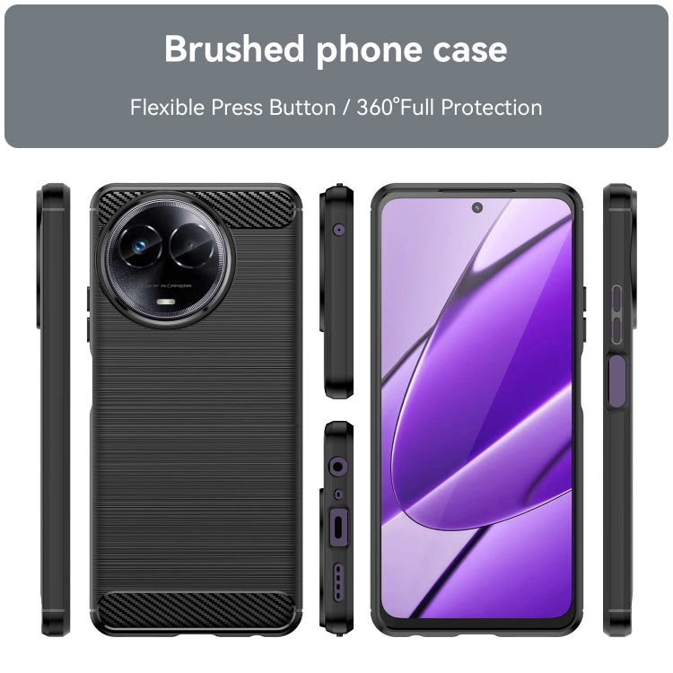 Custodia per telefono TPU in fibra di carbonio con trama spazzolata, For Realme Narzo 60X, For Realme C51, For Realme Narzo 60 Pro, For Realme Narzo 60, For Realme 11 5G, For Realme C65 4G