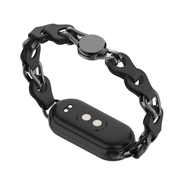 Cinturino per orologio con fibbia magnetica a catena in pelle vuota, For Xiaomi Smart Band 10 / 9 / 8