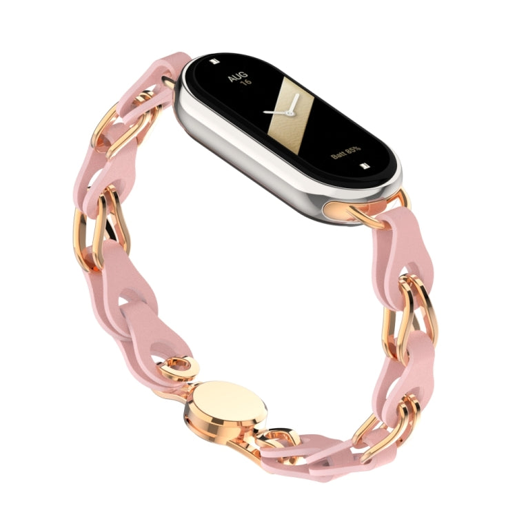 Cinturino per orologio con fibbia magnetica a catena in pelle vuota, For Xiaomi Smart Band 10 / 9 / 8