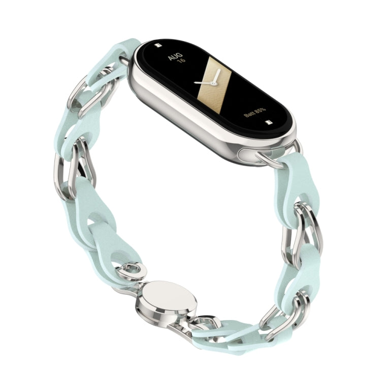 Cinturino per orologio con fibbia magnetica a catena in pelle vuota, For Xiaomi Smart Band 10 / 9 / 8
