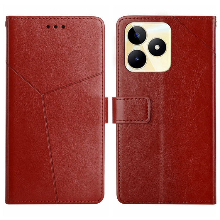 HT01 Cassa del telefono di cuoio di vibrazione del modello a forma di Y, For Realme C67 4G, For Realme 11 5G Global, For Realme C53, For Realme 11 4G Global