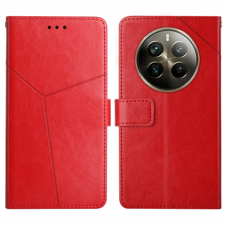 HT01 Cassa del telefono di cuoio di vibrazione del modello a forma di Y, For Realme C63 5G, For Realme 12 5G Global, For Realme 12+ Global, For Realme 12 Pro/12 Pro+ Global