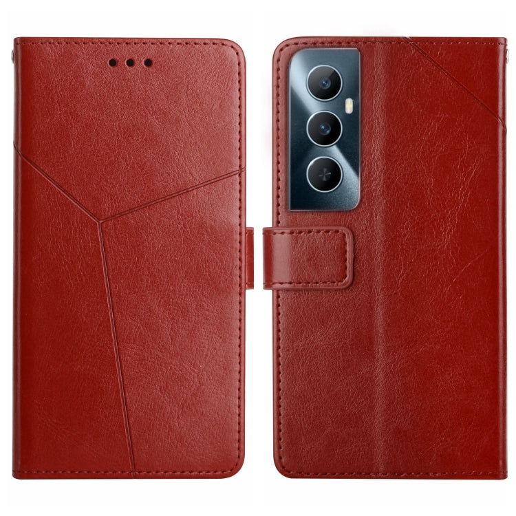 HT01 Cassa del telefono di cuoio di vibrazione del modello a forma di Y, For Realme C65 4G
