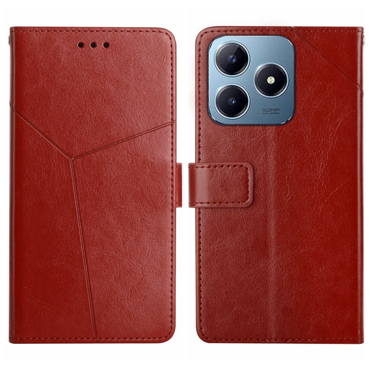 HT01 Cassa del telefono di cuoio di vibrazione del modello a forma di Y, For Realme C75 4G, For Realme 13+ 5G Global, For Realme 13 Pro 5G / 13 Pro+ 5G, For Realme C63 4G Global/ C61