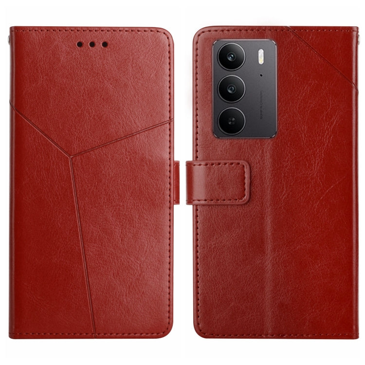HT01 Cassa del telefono di cuoio di vibrazione del modello a forma di Y, For Realme C75 4G, For Realme 13+ 5G Global, For Realme 13 Pro 5G / 13 Pro+ 5G, For Realme C63 4G Global/ C61