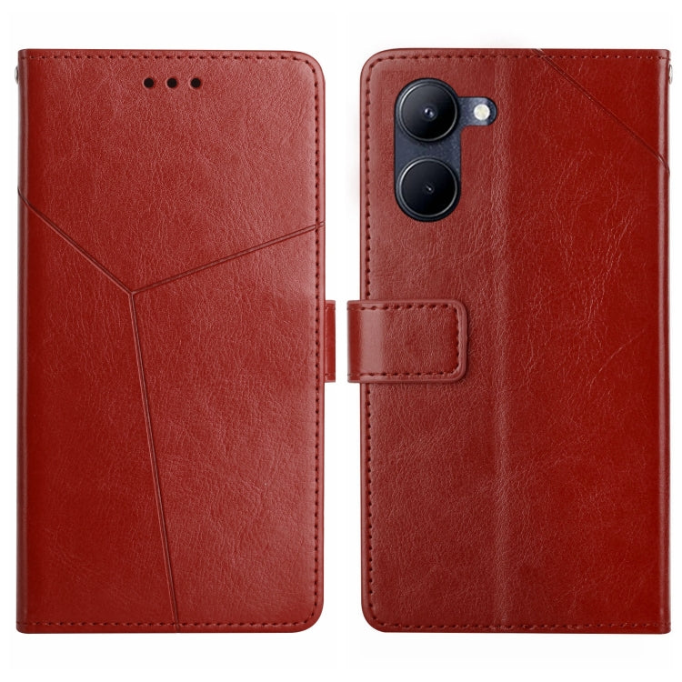 HT01 Cassa del telefono di cuoio di vibrazione del modello a forma di Y, For vivo V50 5G Global, For vivo Y03 4G, For vivo Y200e / Y100 IDN / V30 Lite India 5G, For vivo Y78+