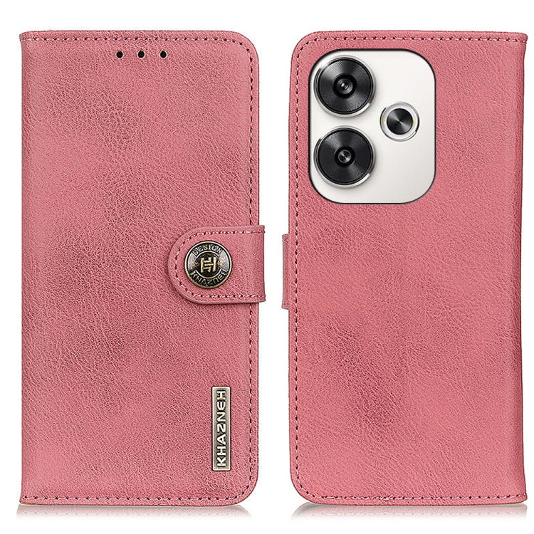 KHAZNEH Custodia per telefono in pelle a conchiglia con trama in pelle bovina, For Xiaomi Poco F6 / Redmi Turbo 3, For Xiaomi Poco F6 Pro, For Xiaomi Redmi K70 5G / K70 Pro 5G, For Xiaomi Redmi Note 13 Pro 4G/Poco M6 Pro 4G, For Xiaomi Redmi 13C       ...