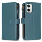 Custodia per telefono a conchiglia in pelle con portafoglio con cerniera a 9 slot per schede, For Motorola Moto G73 5G