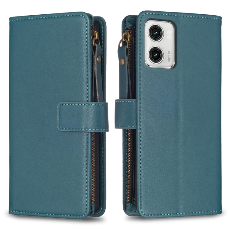 Custodia per telefono a conchiglia in pelle con portafoglio con cerniera a 9 slot per schede, For Motorola Moto G73 5G