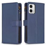 Custodia per telefono a conchiglia in pelle con portafoglio con cerniera a 9 slot per schede, For Motorola Moto G73 5G