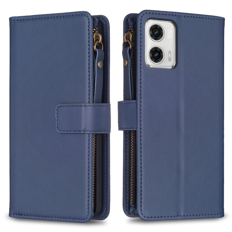 Custodia per telefono a conchiglia in pelle con portafoglio con cerniera a 9 slot per schede, For Motorola Moto G73 5G