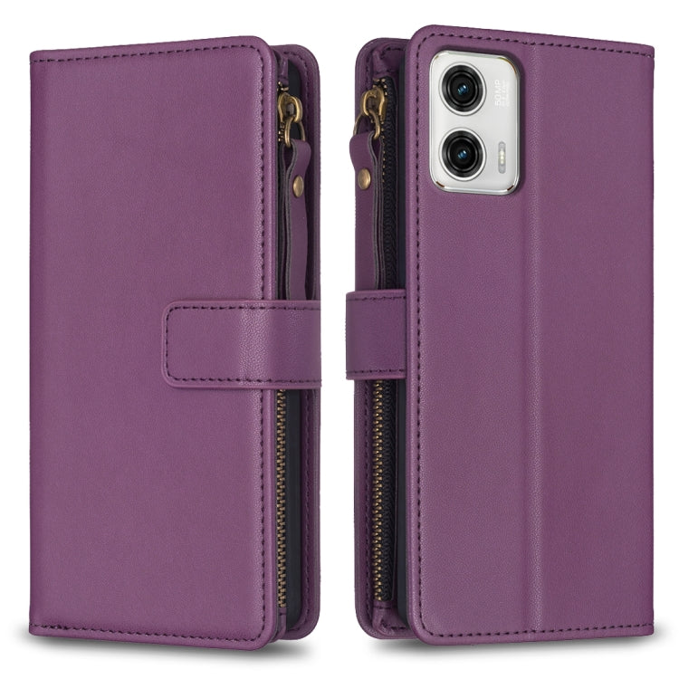 Custodia per telefono a conchiglia in pelle con portafoglio con cerniera a 9 slot per schede, For Motorola Moto G73 5G