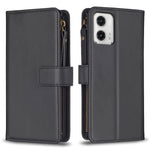 Custodia per telefono a conchiglia in pelle con portafoglio con cerniera a 9 slot per schede, For Motorola Moto G73 5G