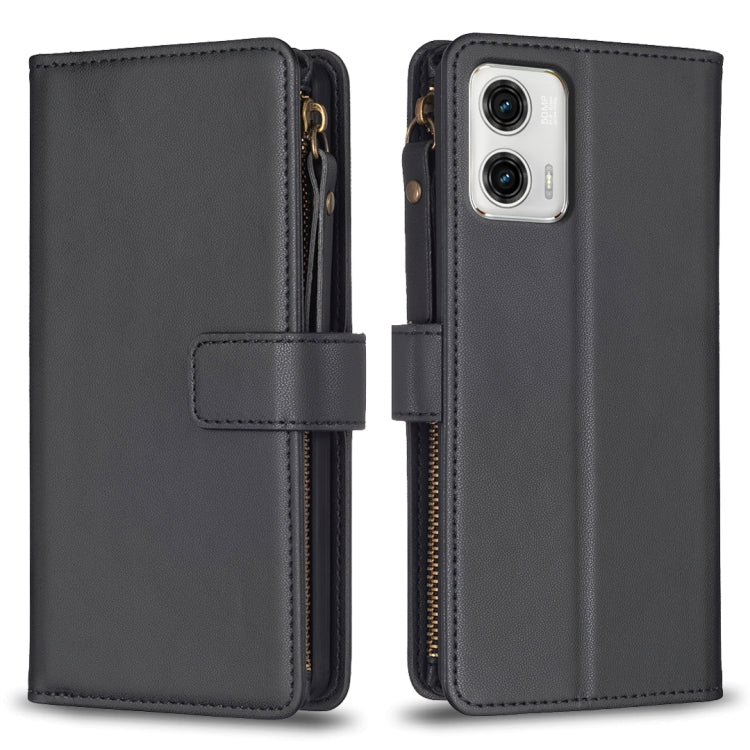 Custodia per telefono a conchiglia in pelle con portafoglio con cerniera a 9 slot per schede, For Motorola Moto G73 5G