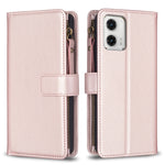 Custodia per telefono a conchiglia in pelle con portafoglio con cerniera a 9 slot per schede, For Motorola Moto G73 5G